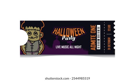 Halloween party entry ticket template vector