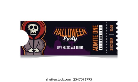 Halloween party entry ticket template concept