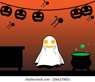 Halloween party event ghost pumpkin orange candy potion