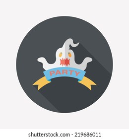 Halloween party flag flat icon with long shadow,eps10