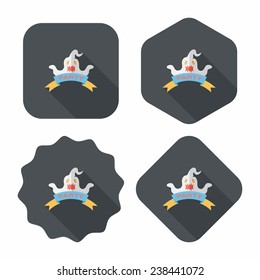 Halloween party flag flat icon with long shadow, eps10