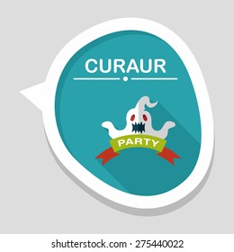 Halloween party flag flat icon with long shadow,eps10