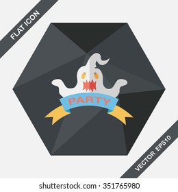 Halloween party flag flat icon with long shadow,eps10