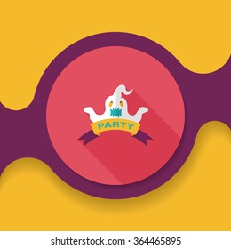 Halloween party flag flat icon with long shadow,eps10
