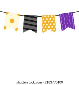 Halloween party flags with party confetti. Halloween frame.