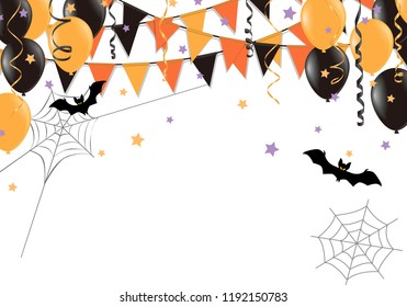 Halloween party flags on white background. Vector illustration.