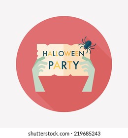 Halloween party flat icon with long shadow,eps10
