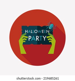 Halloween party flat icon with long shadow,eps10