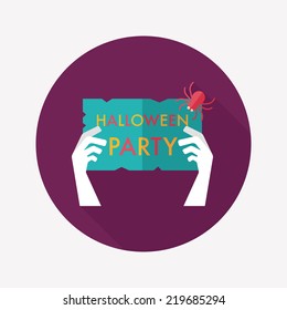 Halloween party flat icon with long shadow,eps10