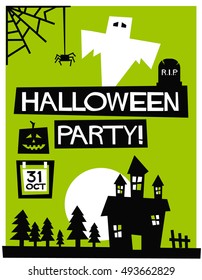 Halloween Party! (Flat Style Vector Illustration Quote Poster Design)