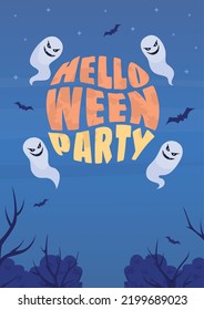 Halloween Party Flat Vector Banner Template. Scary Costume Holiday. Invitation Poster, Leaflet Printable Color Designs. Editable Flyer Page With Text Space. Sigmar One Regular Font Used