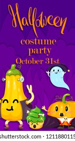 Halloween party. Flyer with cute characters