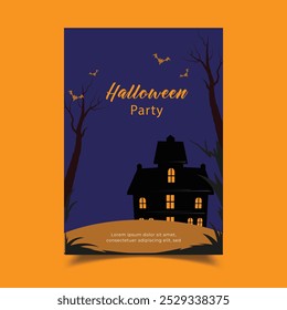 Halloween Party Flyer with Haunted House 