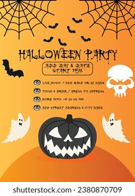 Halloween party flyer poster or social  media post design