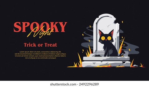 Halloween Party Flyer or Poster Template. Vector Illustration.