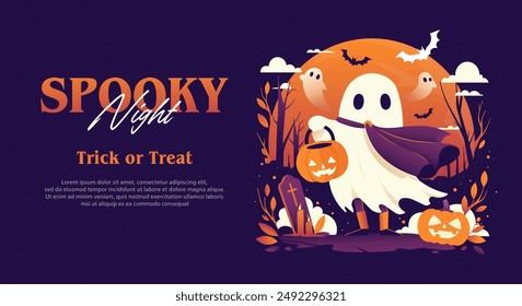 Halloween Party Flyer or Poster Template. Vector Illustration.