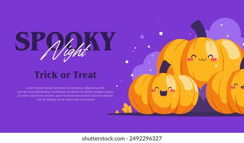 Halloween Party Flyer or Poster Template. Vector Illustration.