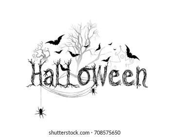 Halloween party flyer with pumpkin.