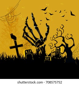 Halloween party flyer with pumpkin.