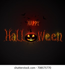 Halloween party flyer with pumpkin.