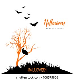 Halloween party flyer with pumpkin.
