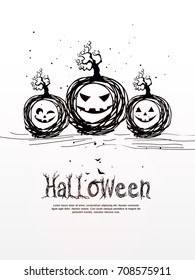 Halloween party flyer with pumpkin.
