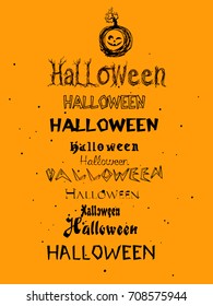 Halloween party flyer with pumpkin.