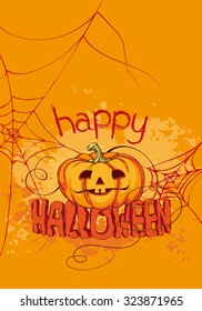Halloween party flyer, pumpkin with a face