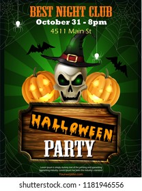 Halloween party flyer with pumpkins