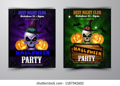 Halloween party flyer with pumpkins
