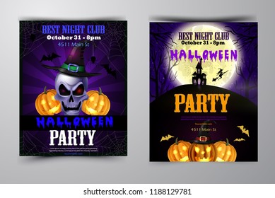 Halloween party flyer with pumpkins