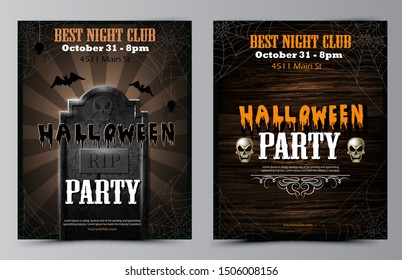 Halloween party flyer with pumpkins