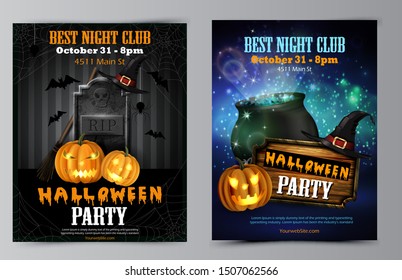 Halloween party flyer with pumpkins