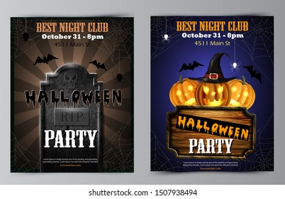 Halloween party flyer with pumpkins