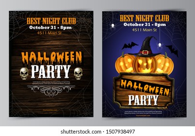 Halloween party flyer with pumpkins