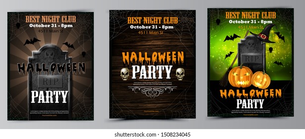 Halloween party flyer with pumpkins