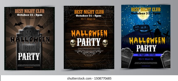 Halloween party flyer with pumpkins