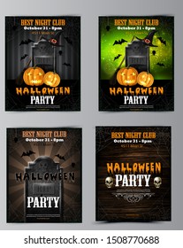 Halloween party flyer with pumpkins