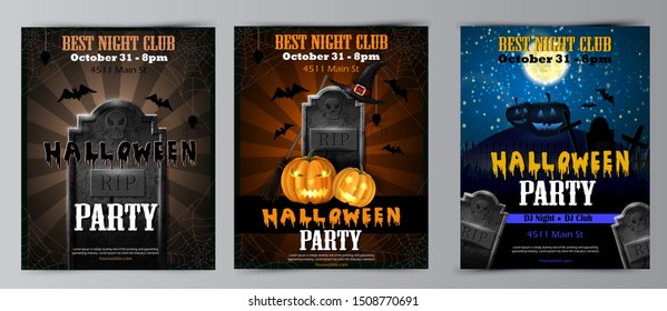 Halloween party flyer with pumpkins