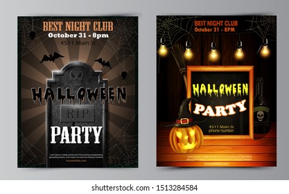 Halloween party flyer with pumpkins