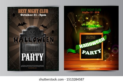 Halloween party flyer with pumpkins