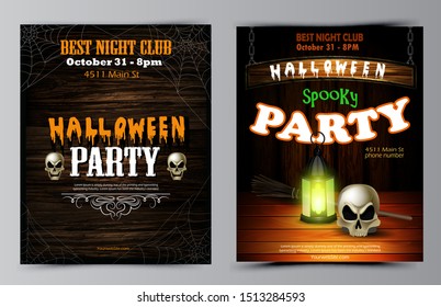 Halloween party flyer with pumpkins