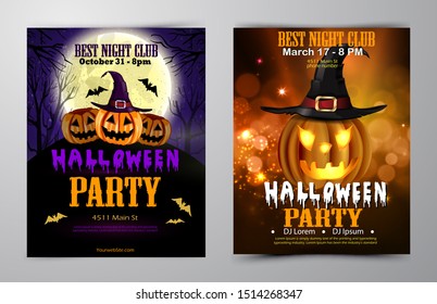 Halloween party flyer with pumpkins