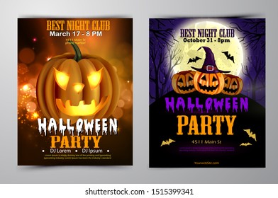 Halloween party flyer with pumpkins