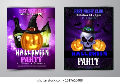 Halloween party flyer with pumpkins