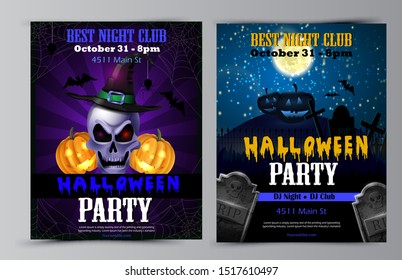 Halloween party flyer with pumpkins