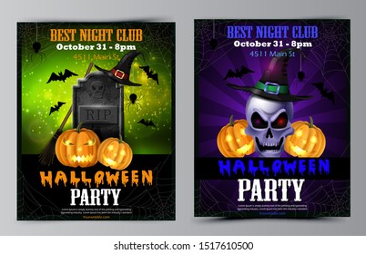 Halloween party flyer with pumpkins