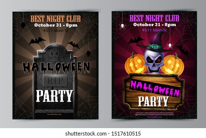 Halloween party flyer with pumpkins
