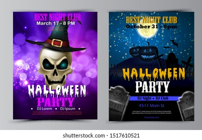 Halloween party flyer with pumpkins