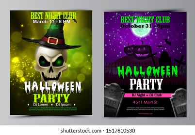 Halloween party flyer with pumpkins